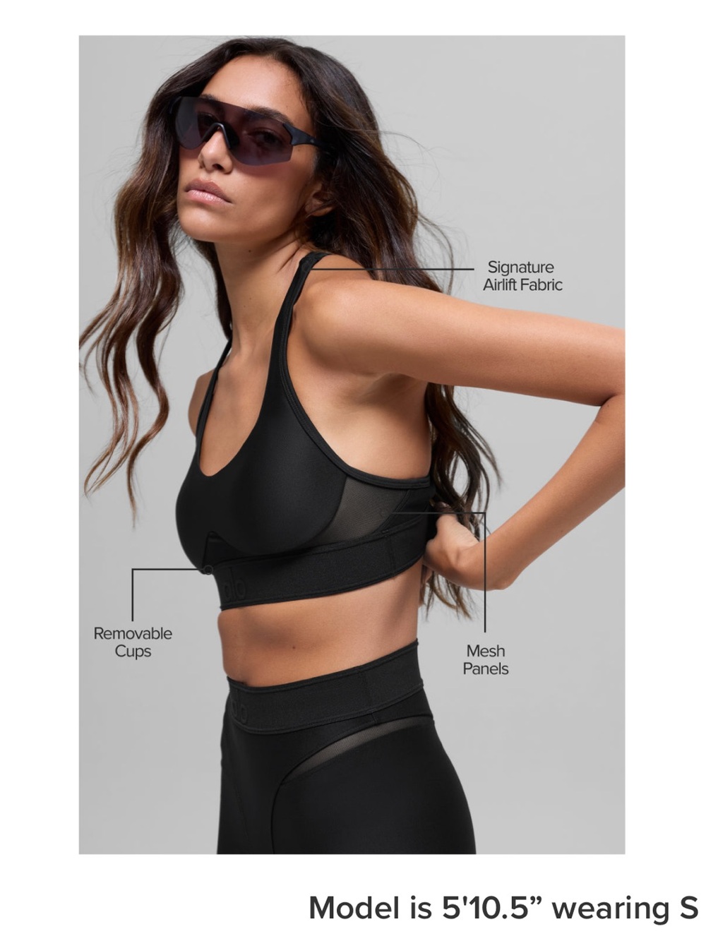 ALO Yoga Airlift Rebel Sports Bra Black Size Small NWT - Picture 2 of 8